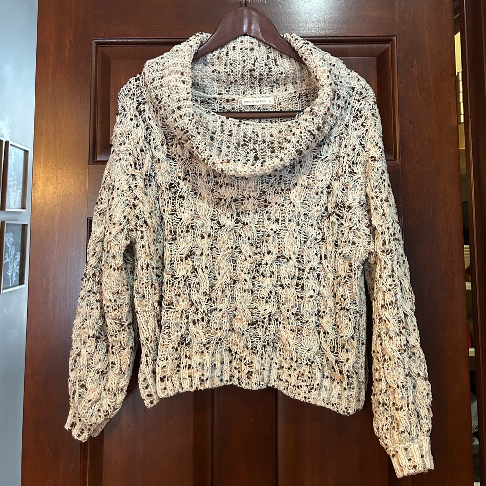 moon & madison Popcorn Knit Cowl Neck Sweater